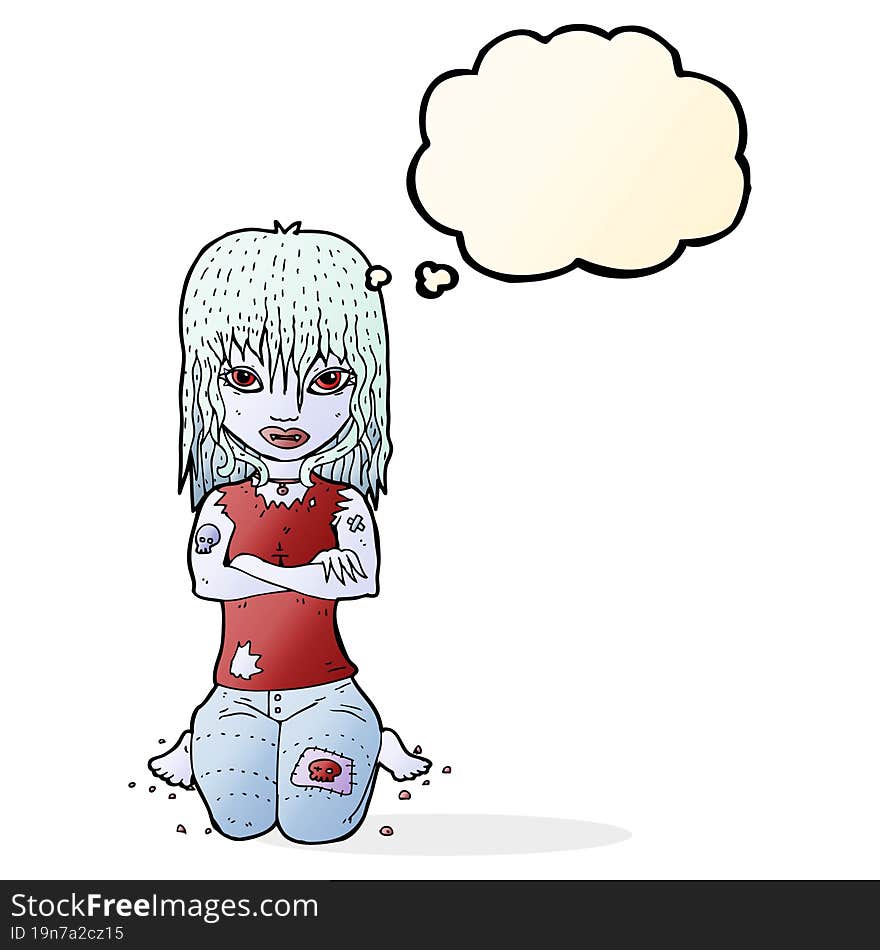 Cartoon Vampire Girl With Thought Bubble