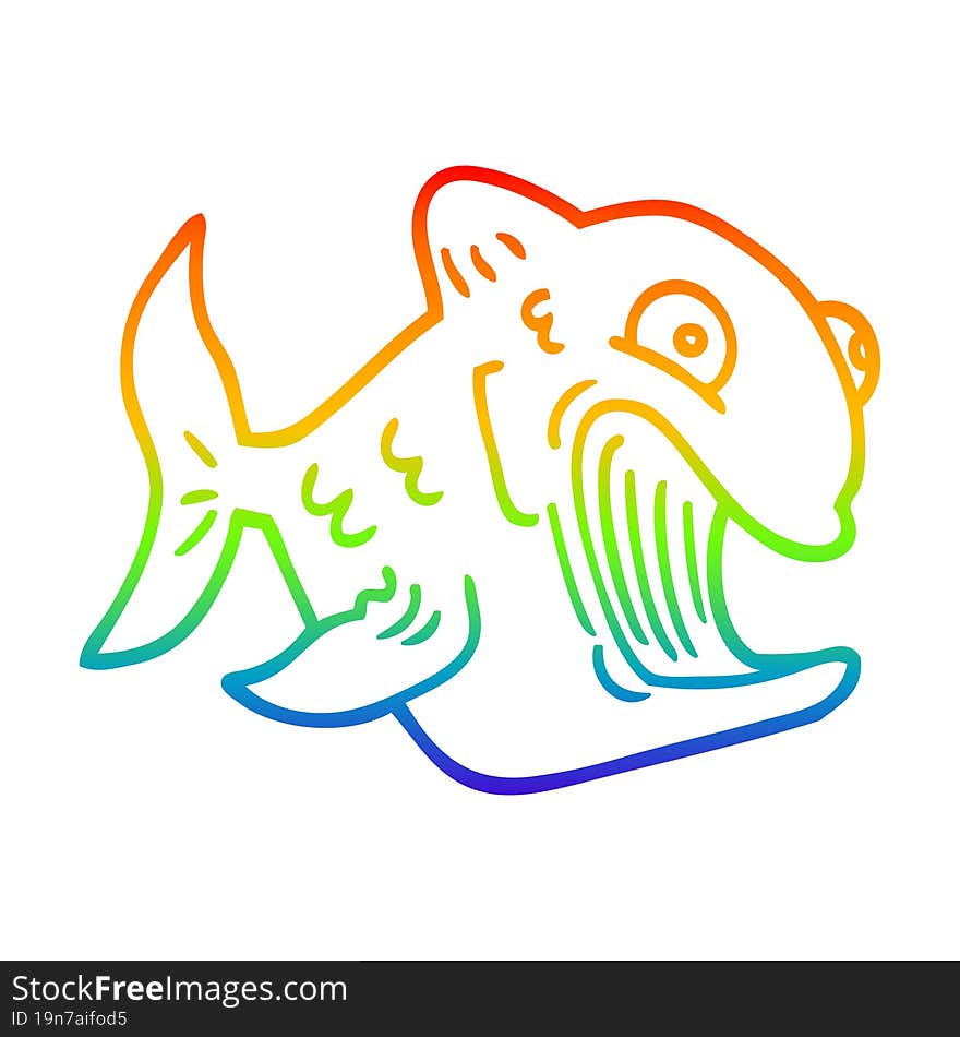 rainbow gradient line drawing funny cartoon fish