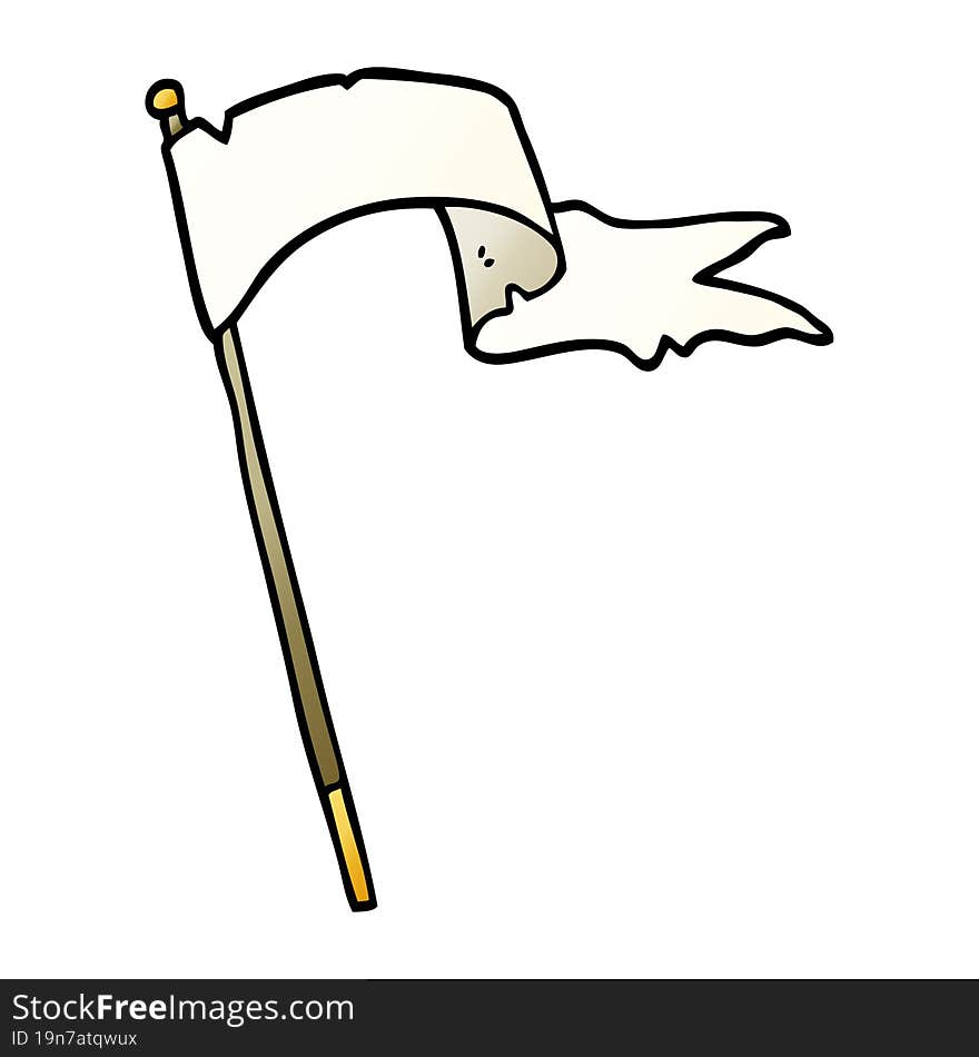 cartoon doodle waving white banner flag