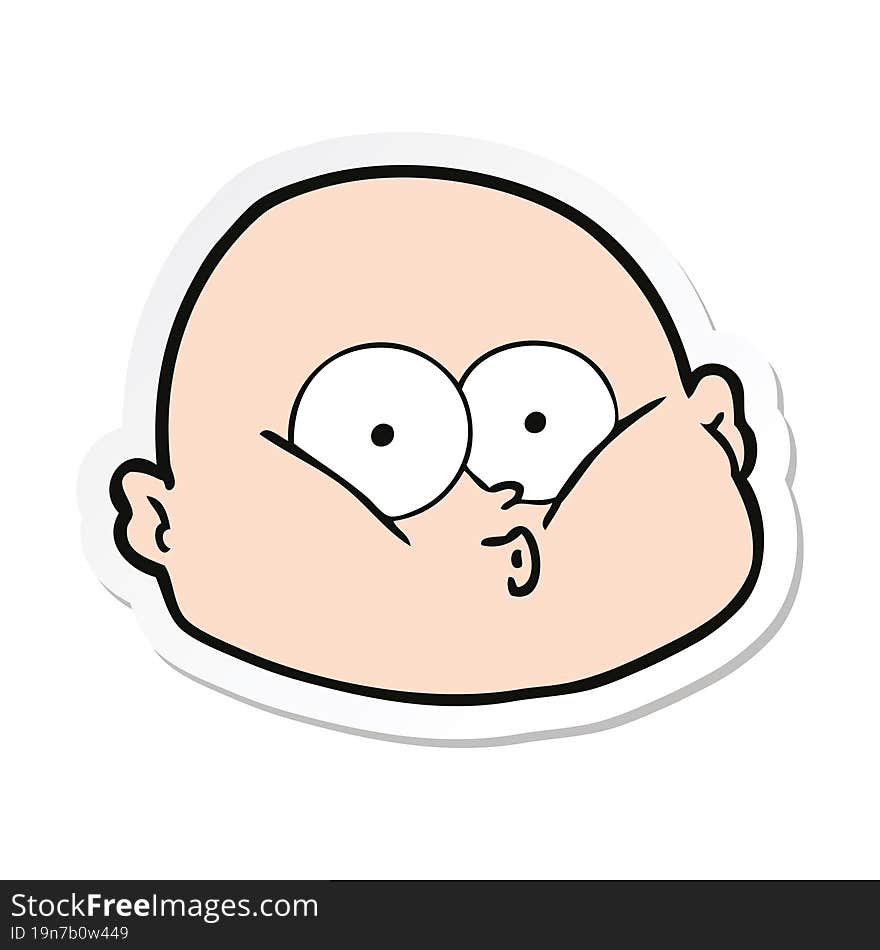 sticker of a cartoon curious bald man