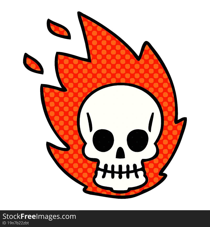 Quirky Comic Book Style Cartoon Skull