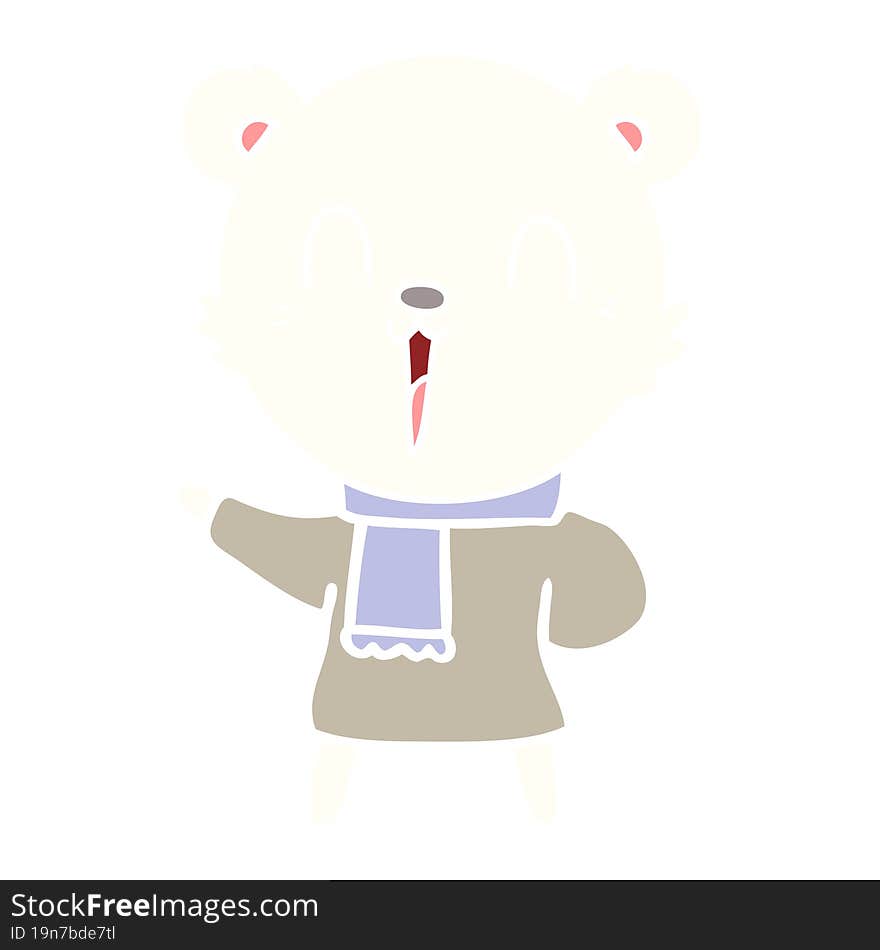 happy flat color style cartoon polar bear