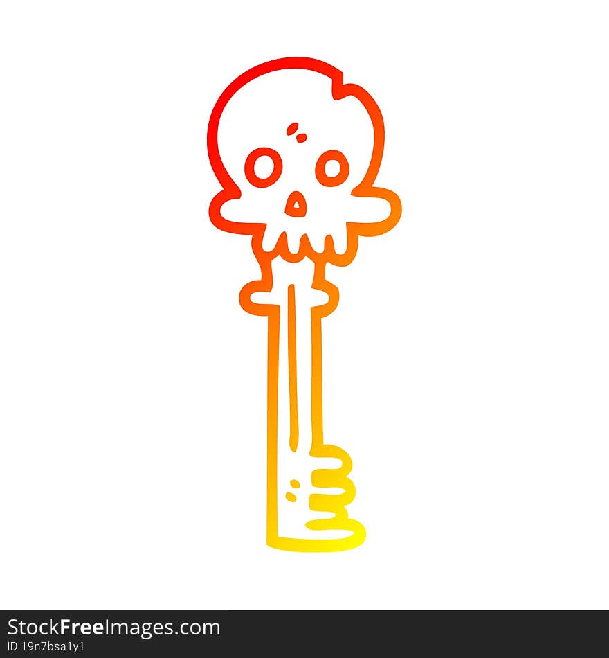 warm gradient line drawing cartoon spooky skull key