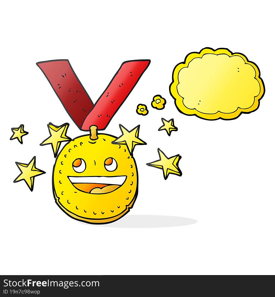 Thought Bubble Cartoon Happy Sports Medal