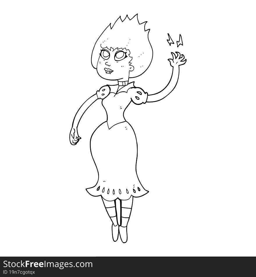 black and white cartoon vampire girl