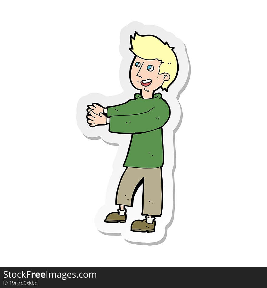 sticker of a cartoon happy man