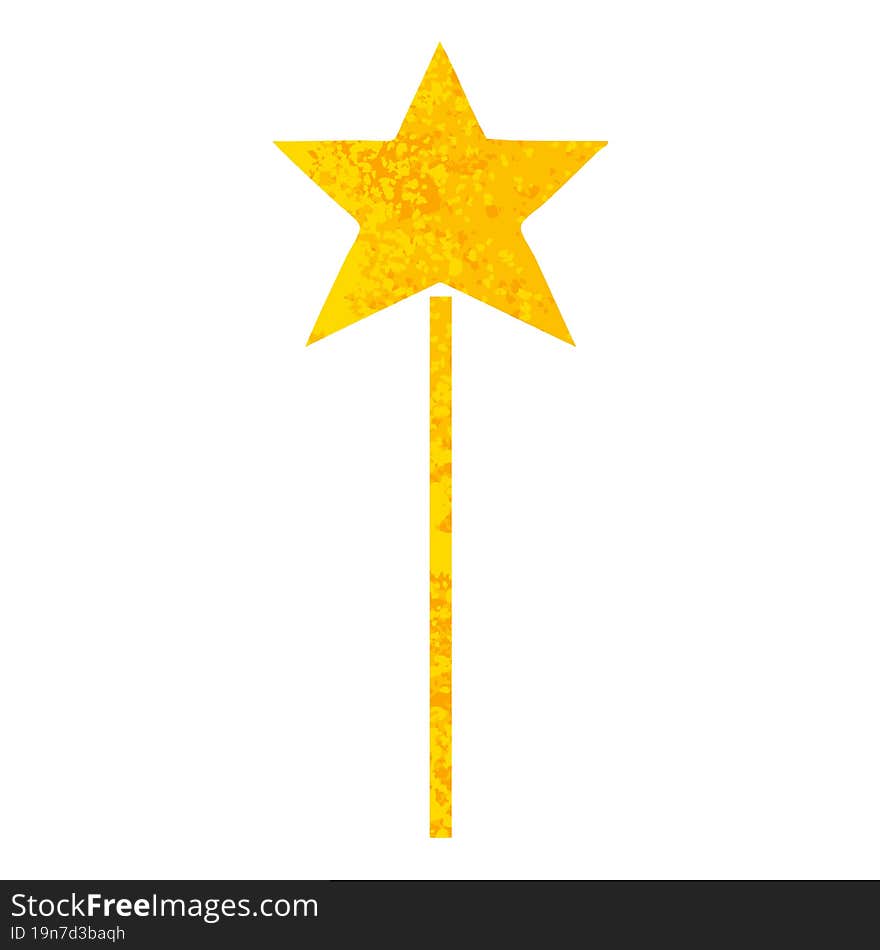 Retro Illustration Style Cartoon Star Wand