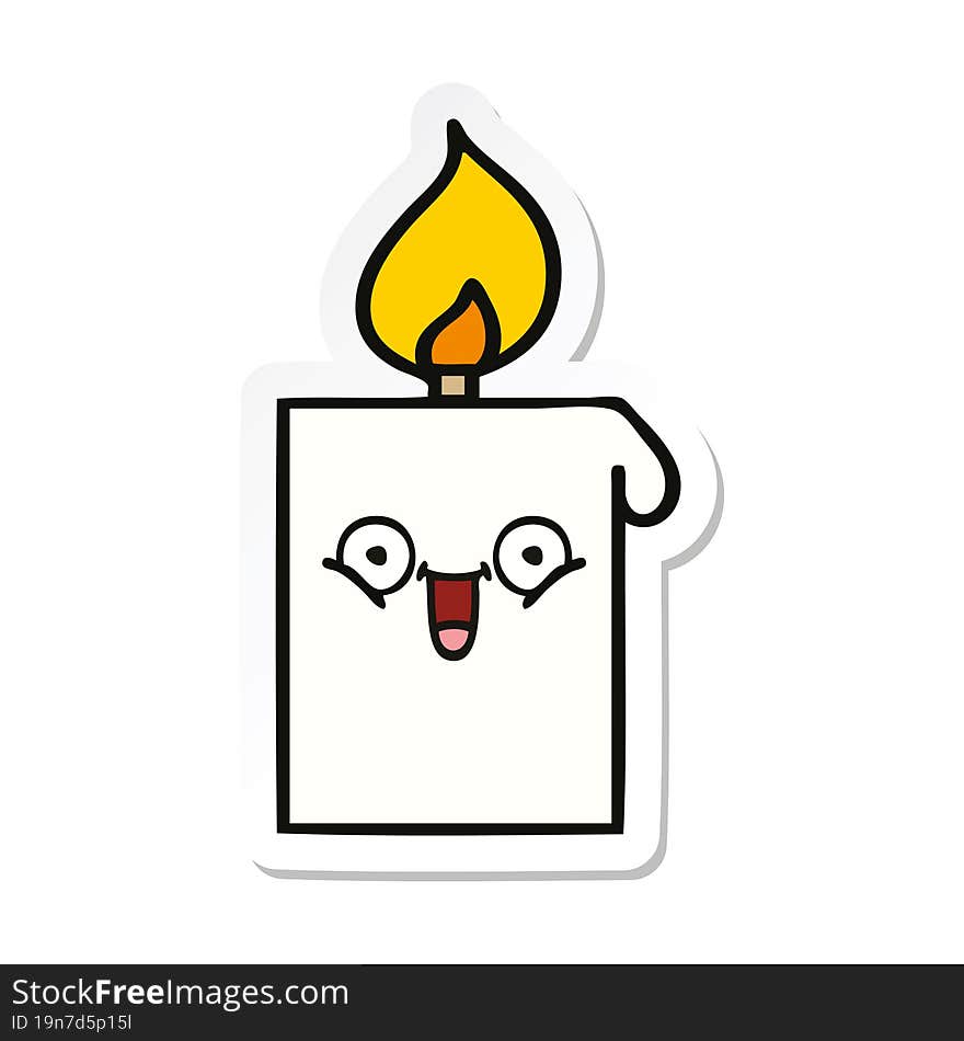 sticker of a cute cartoon lit candle