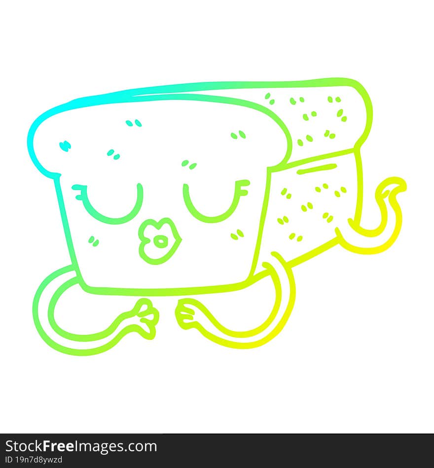 cold gradient line drawing cartoon loaf of bread