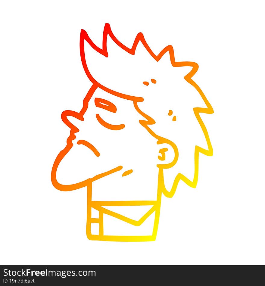 Warm Gradient Line Drawing Cartoon Arrogant Man