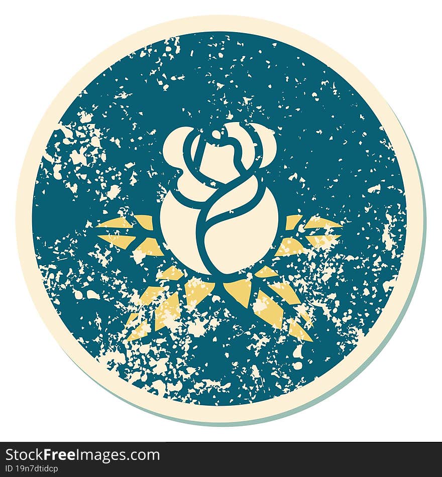 distressed sticker tattoo style icon of a single rose