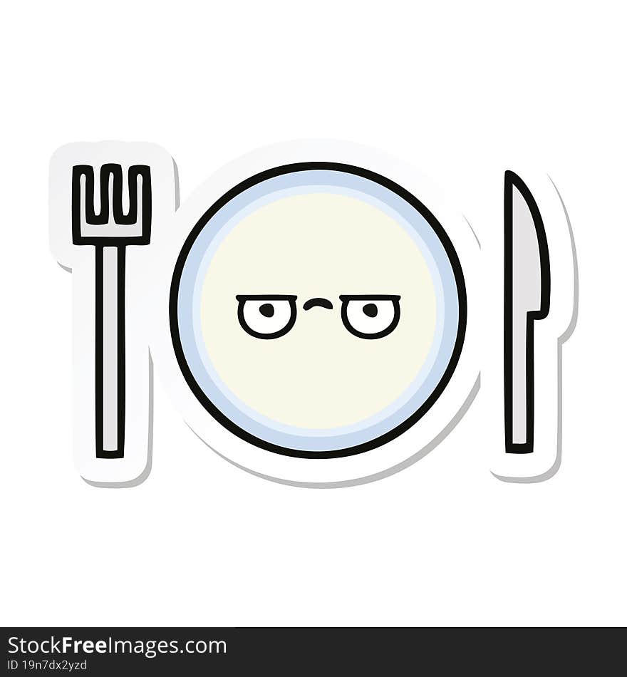 Sticker Of A Cute Cartoon Dinner Plate