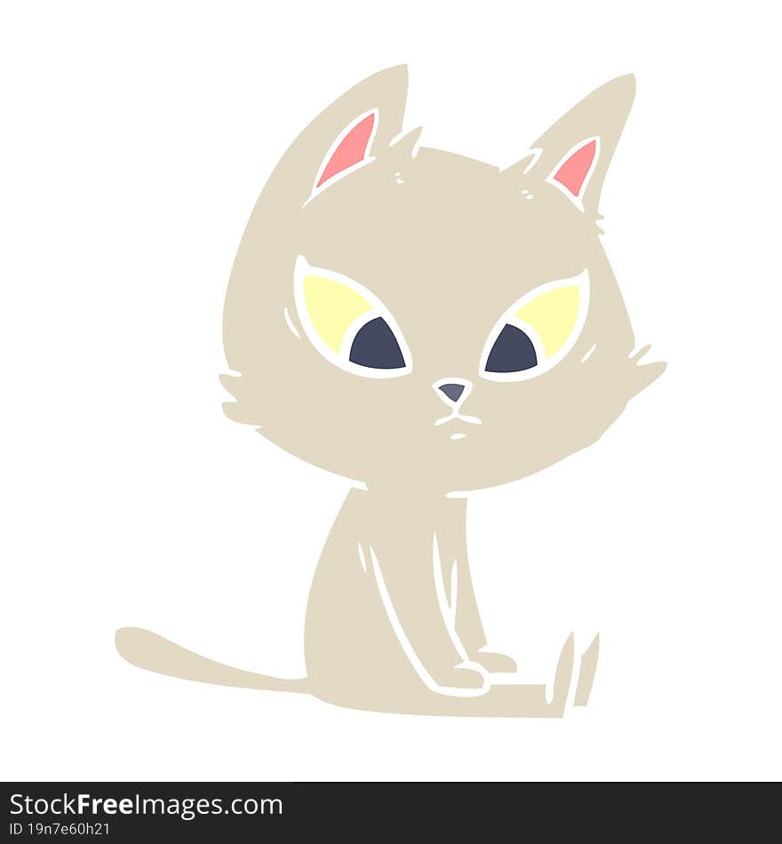 confused flat color style cartoon cat