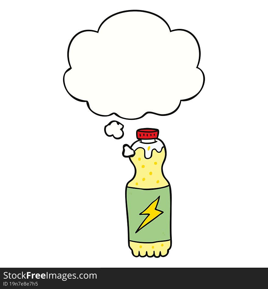 cartoon soda bottle and thought bubble