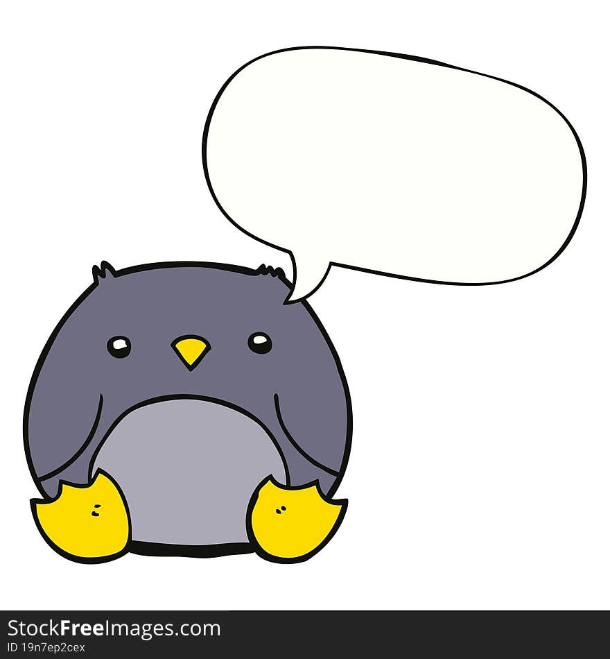 cartoon penguin and speech bubble