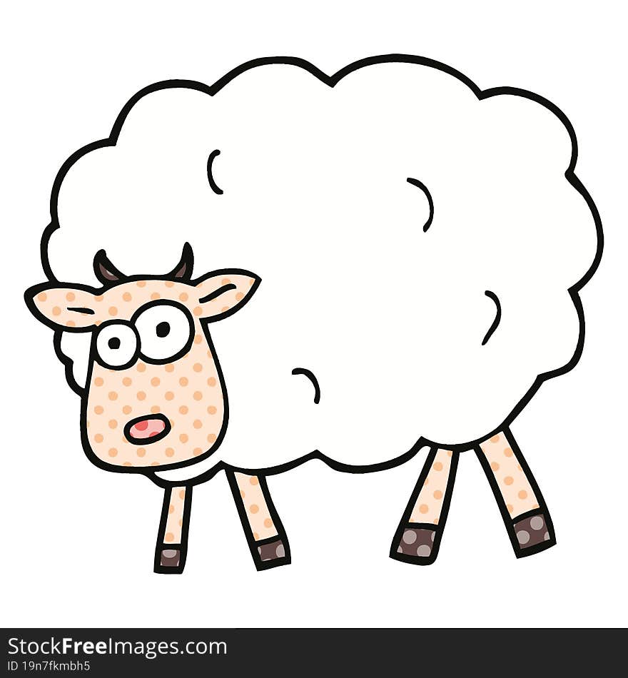 Comic Book Style Cartoon Sheep