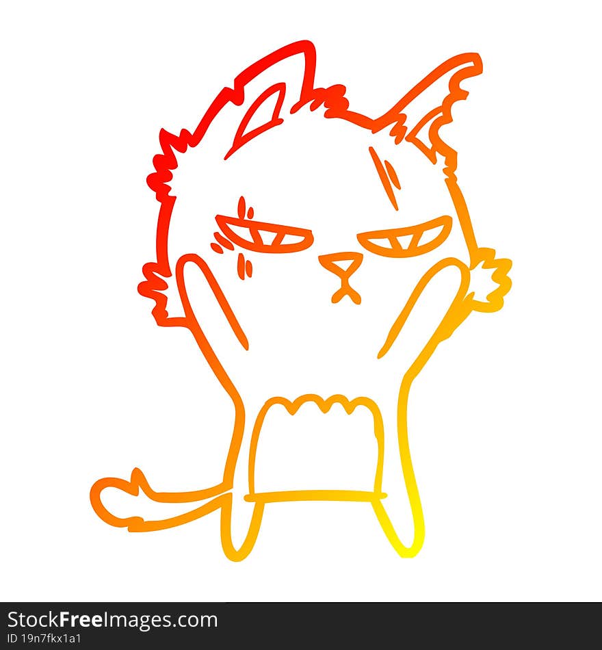 warm gradient line drawing tough cartoon cat