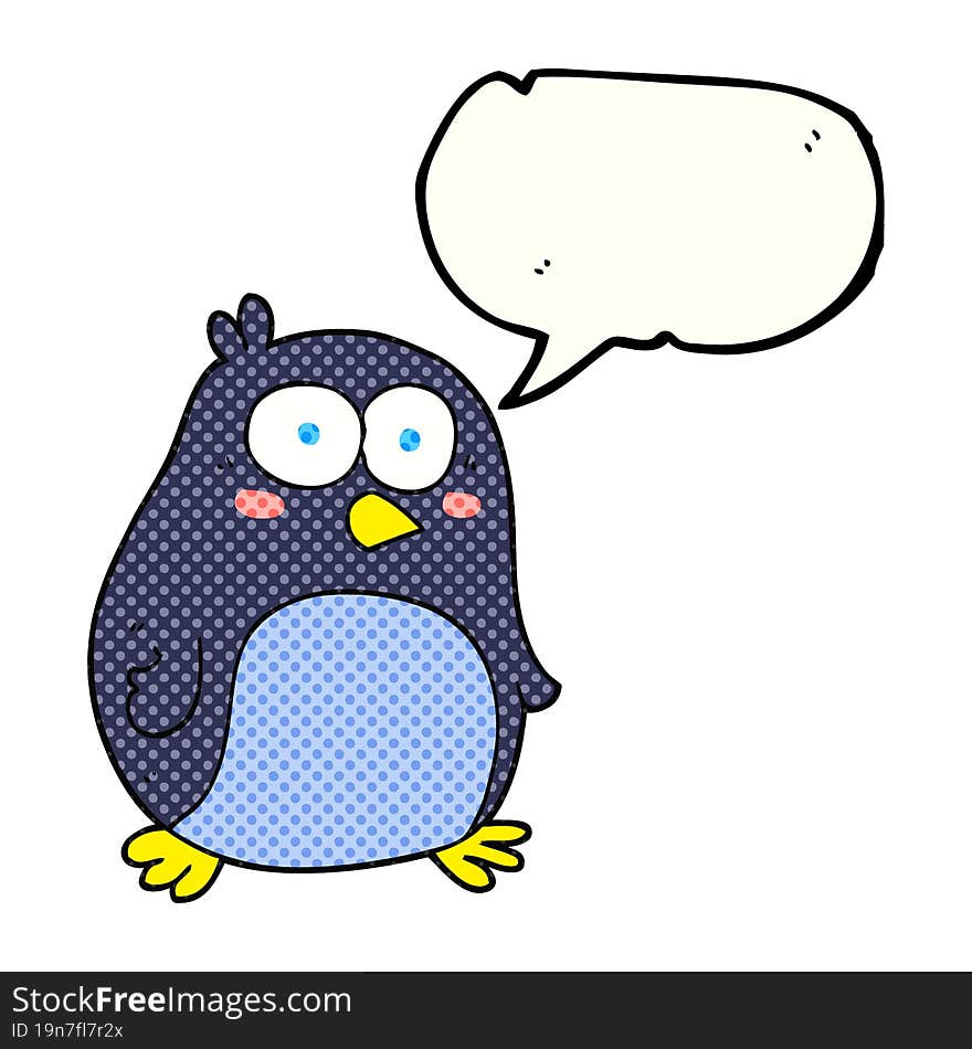 comic book speech bubble cartoon penguin