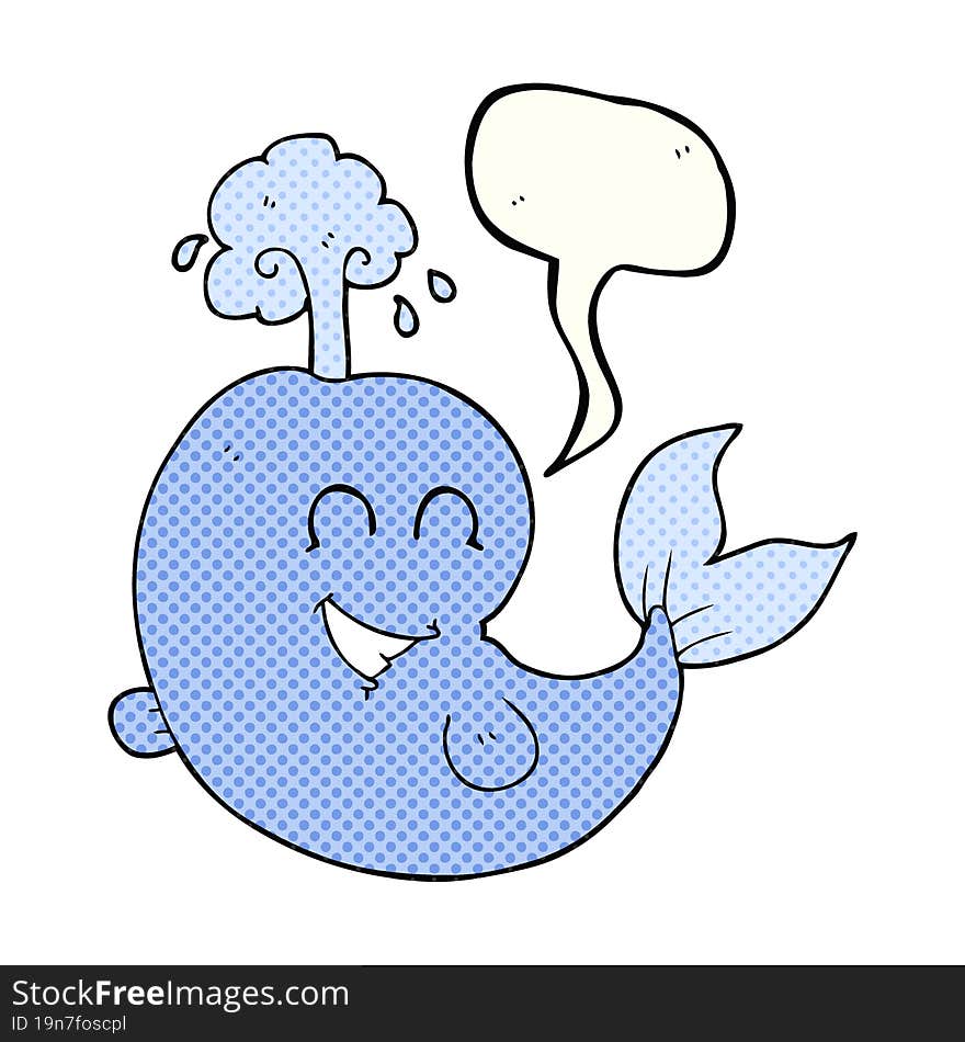 Comic Book Speech Bubble Cartoon Whale Spouting Water