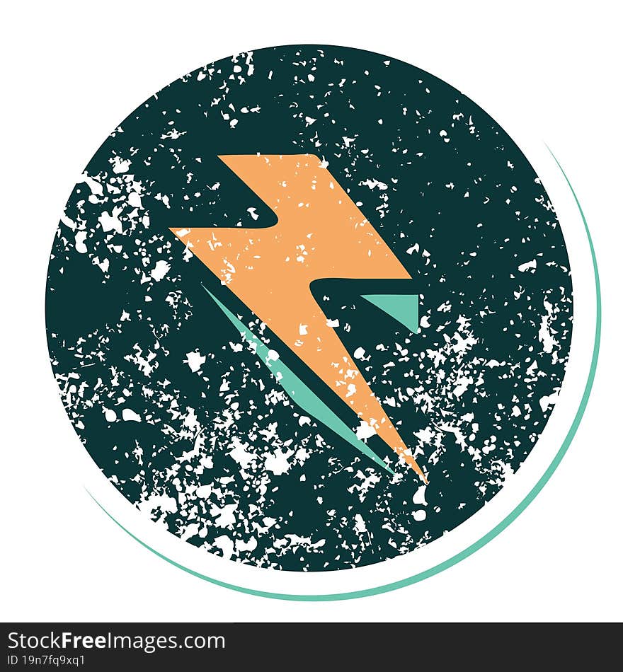 distressed sticker tattoo style icon of lightning  bolt