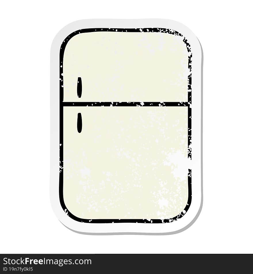 distressed sticker of a cute cartoon fridge freezer