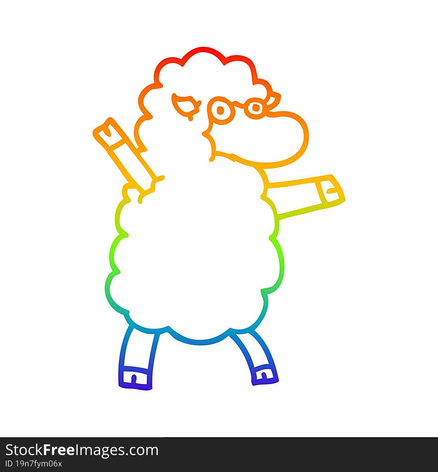 rainbow gradient line drawing cartoon black sheep