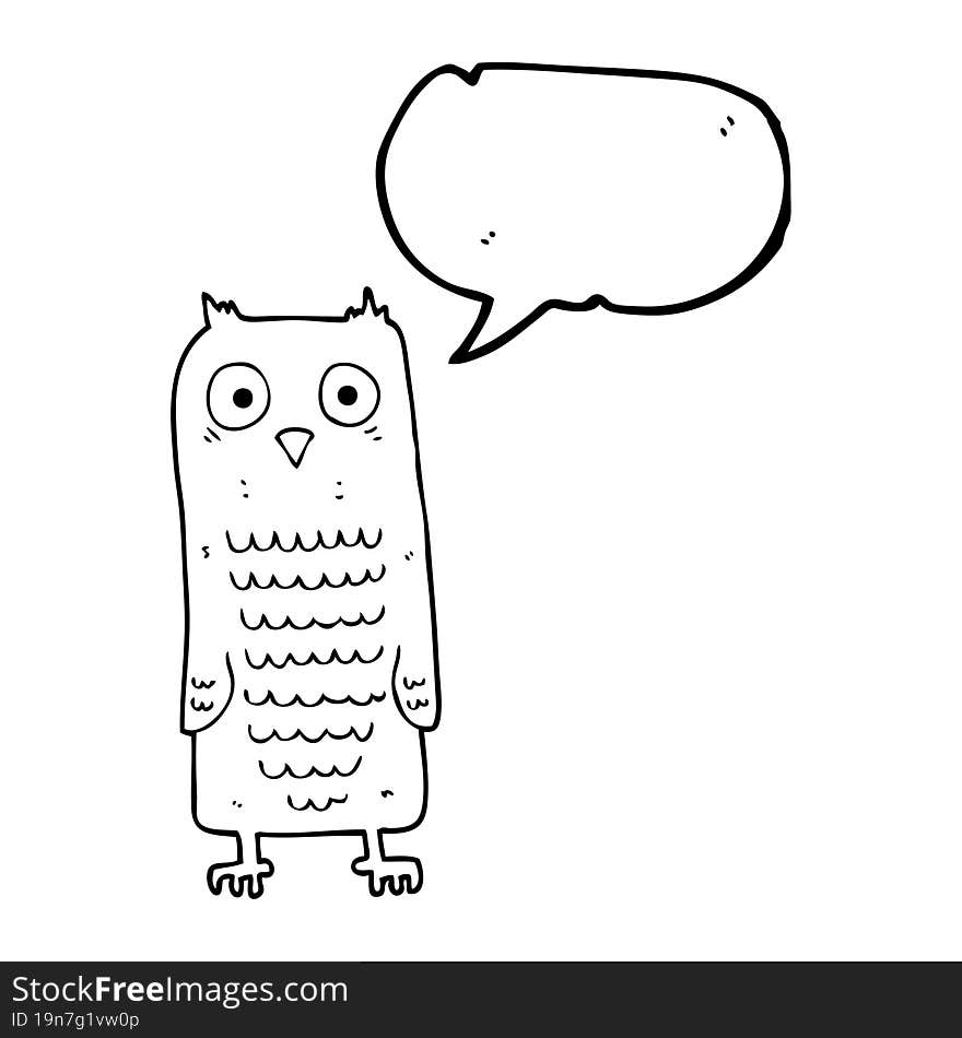 freehand drawn speech bubble cartoon owl