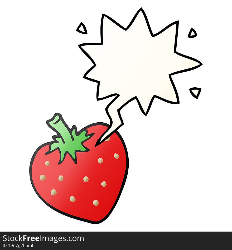 cartoon strawberry and speech bubble in smooth gradient style