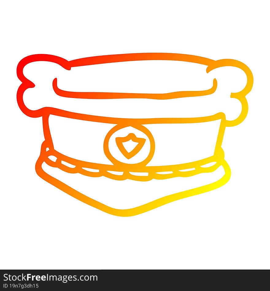 warm gradient line drawing cartoon police hat