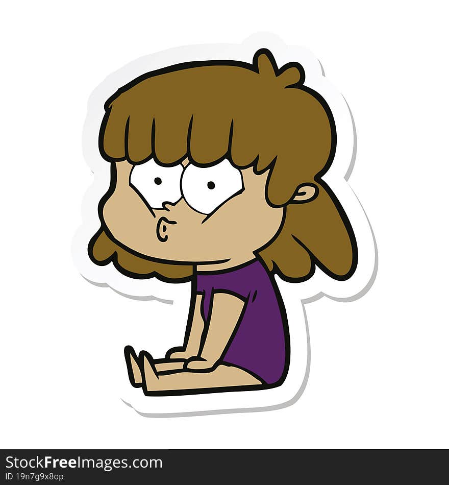 Sticker Of A Cartoon Whistling Girl