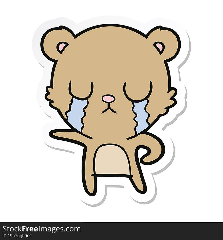 Sticker Of A Crying Cartoon Bear