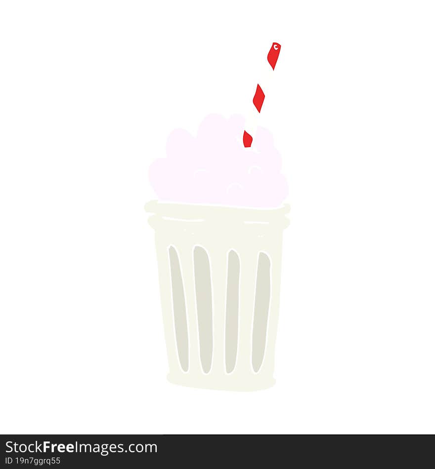 Flat Color Illustration Of A Cartoon Milkshake