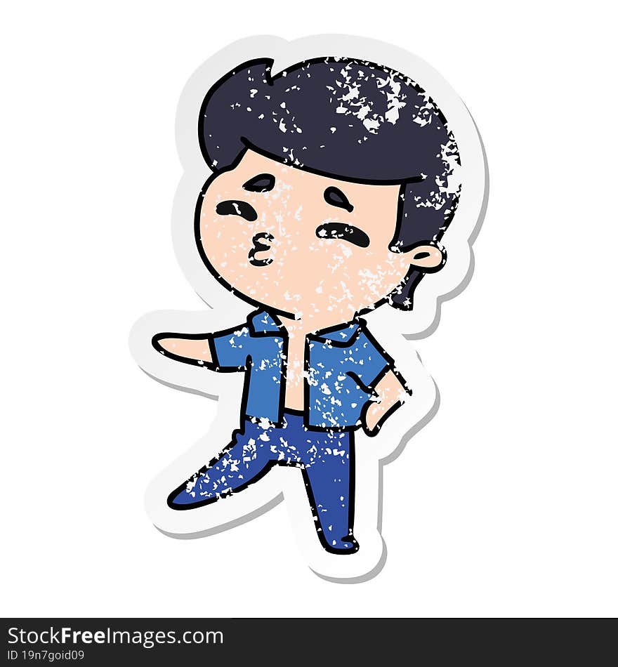 distressed sticker cartoon kawaii 1950 cute boy