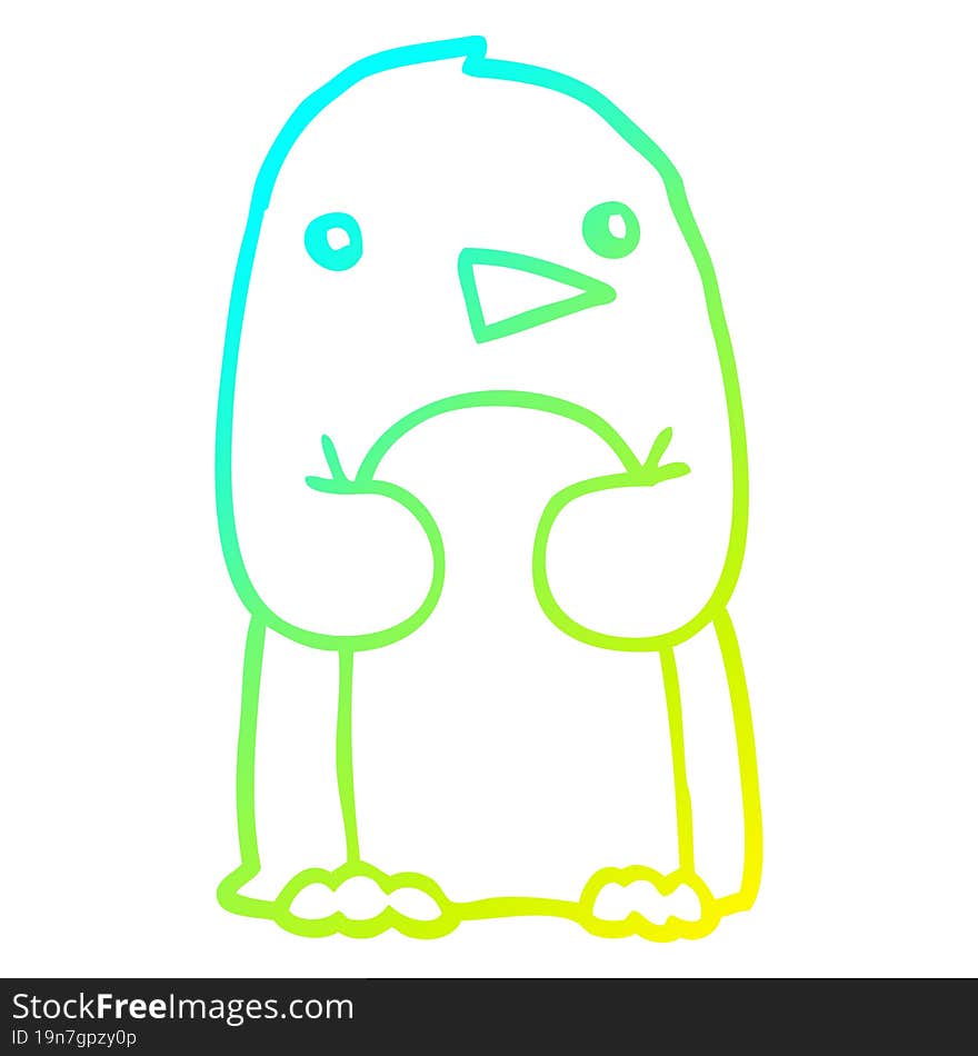 cold gradient line drawing cartoon penguin