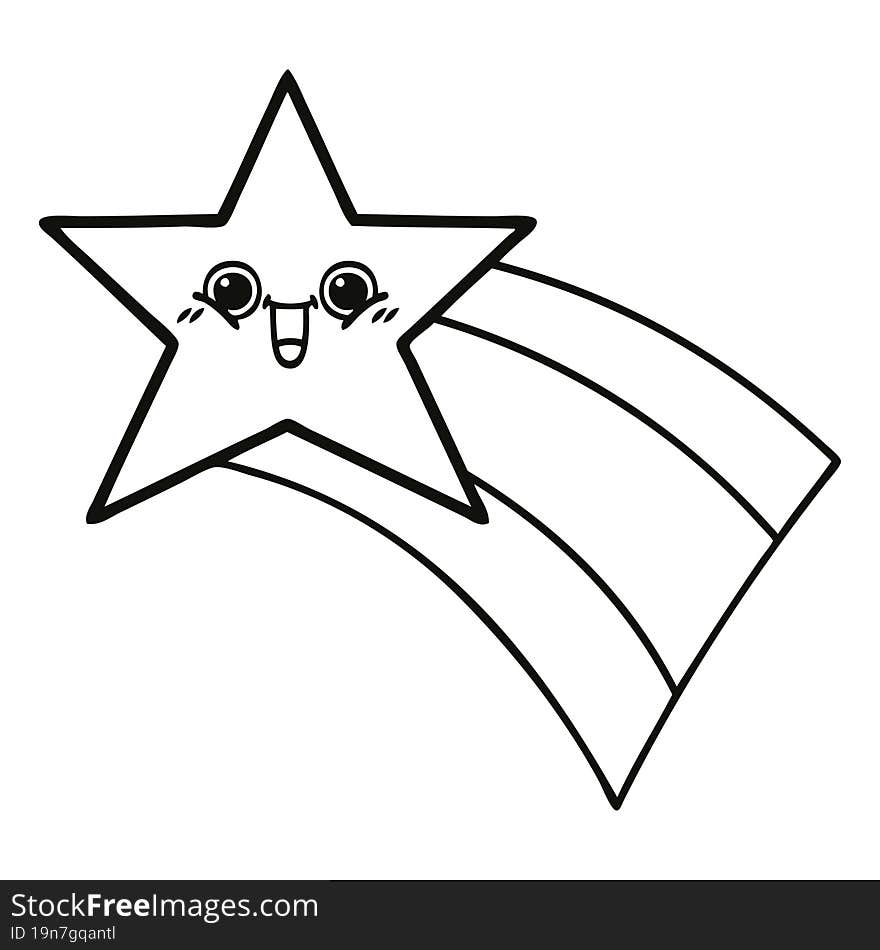 line drawing cartoon shooting rainbow star