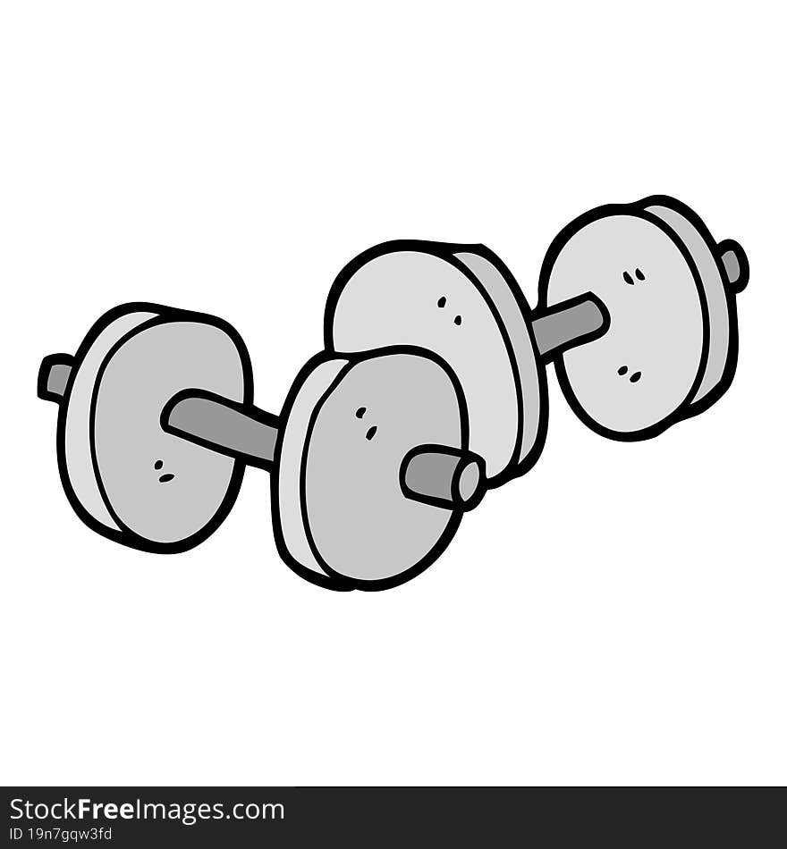 hand drawn doodle style cartoon pair of dumbbells