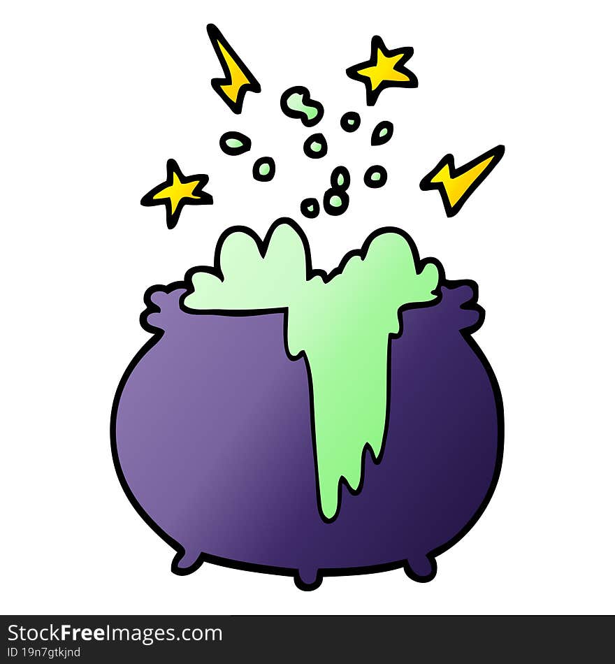 vector gradient illustration cartoon witchs cauldron