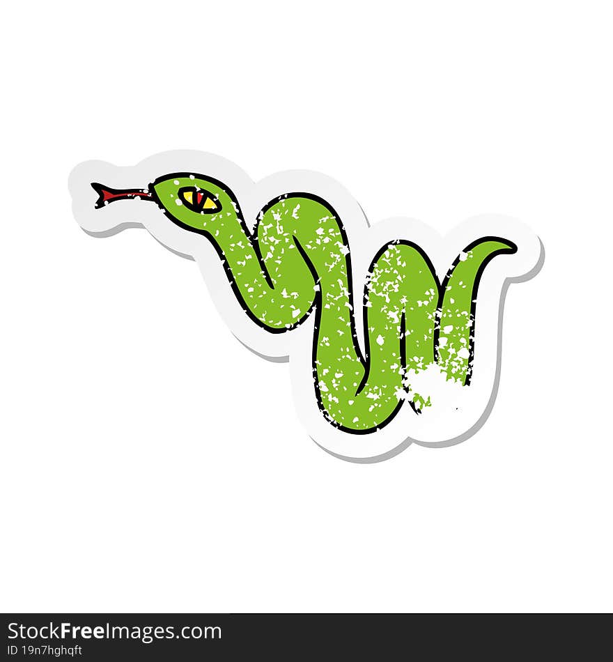 distressed sticker cartoon doodle of a garden snake