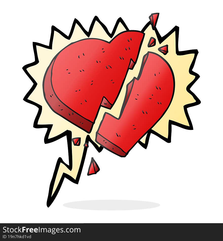 freehand drawn speech bubble cartoon broken heart symbol