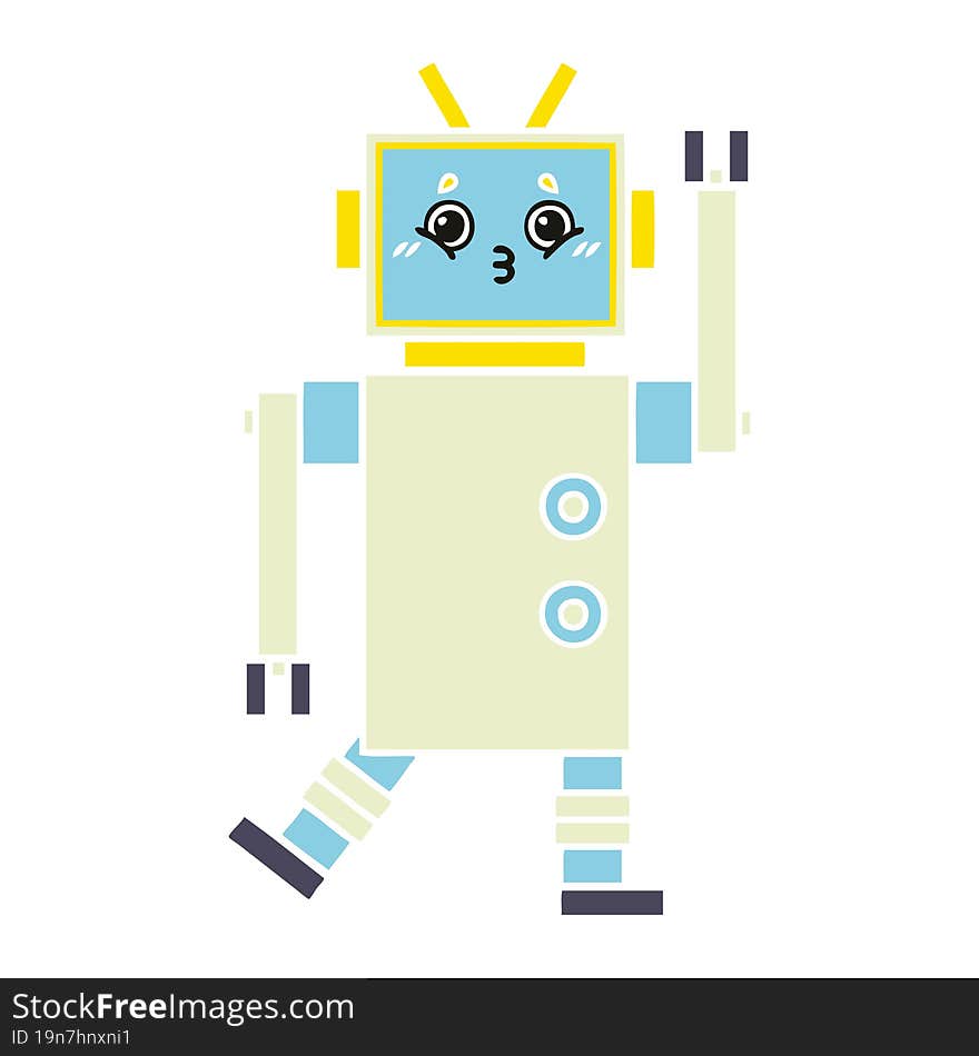 flat color retro cartoon of a robot