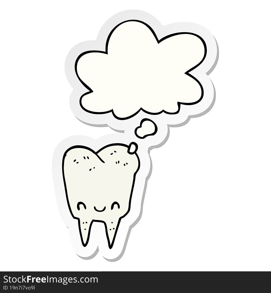 Cartoon Tooth And Thought Bubble As A Printed Sticker