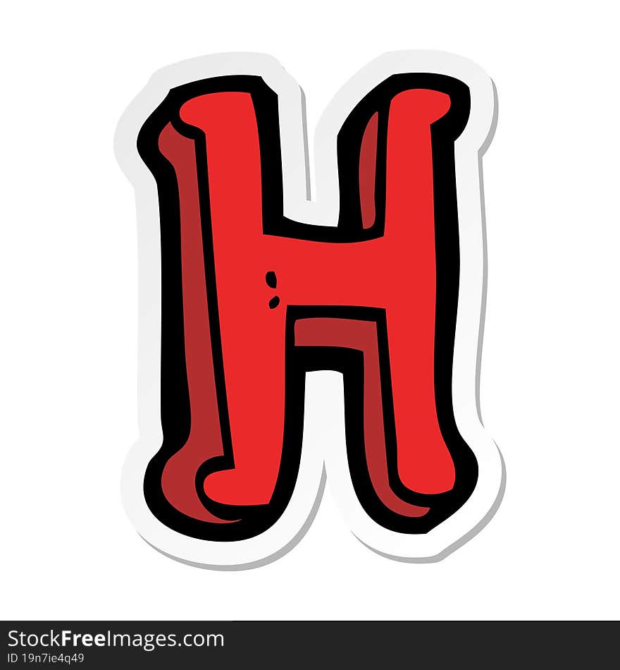 sticker of a cartoon letter H