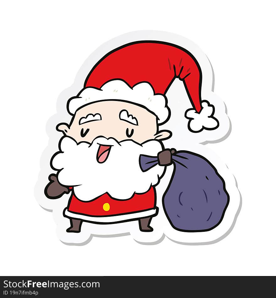 sticker of a cartoon santa claus with sack