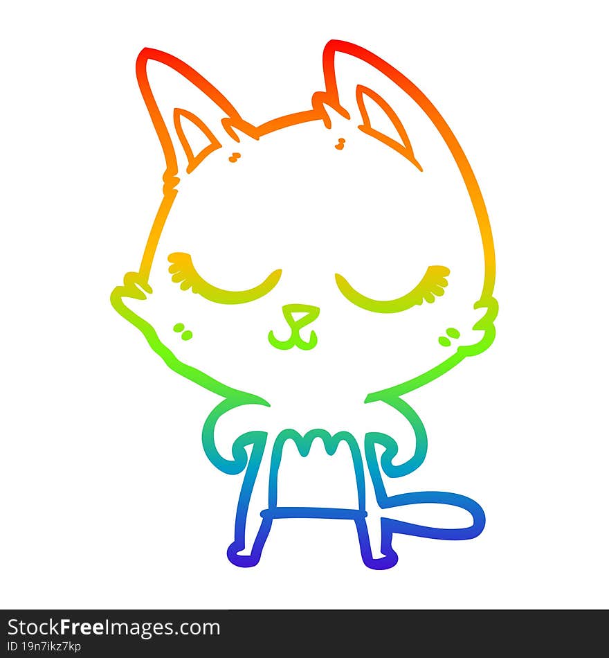 rainbow gradient line drawing calm cartoon cat