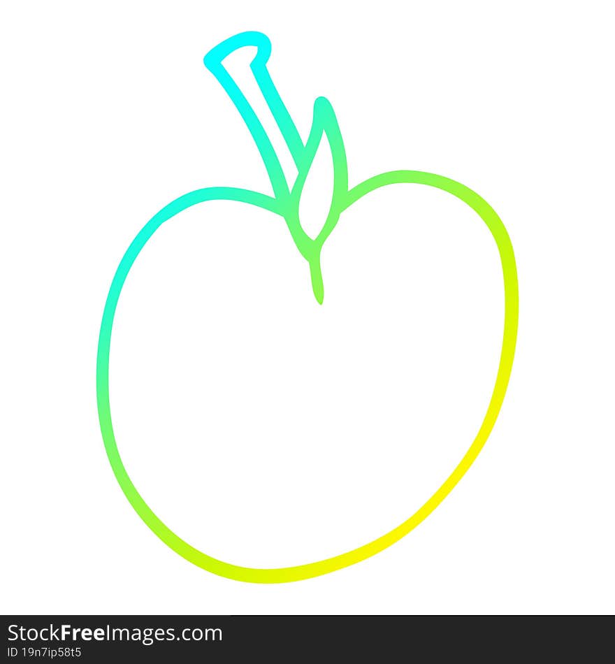 cold gradient line drawing cartoon of an apple