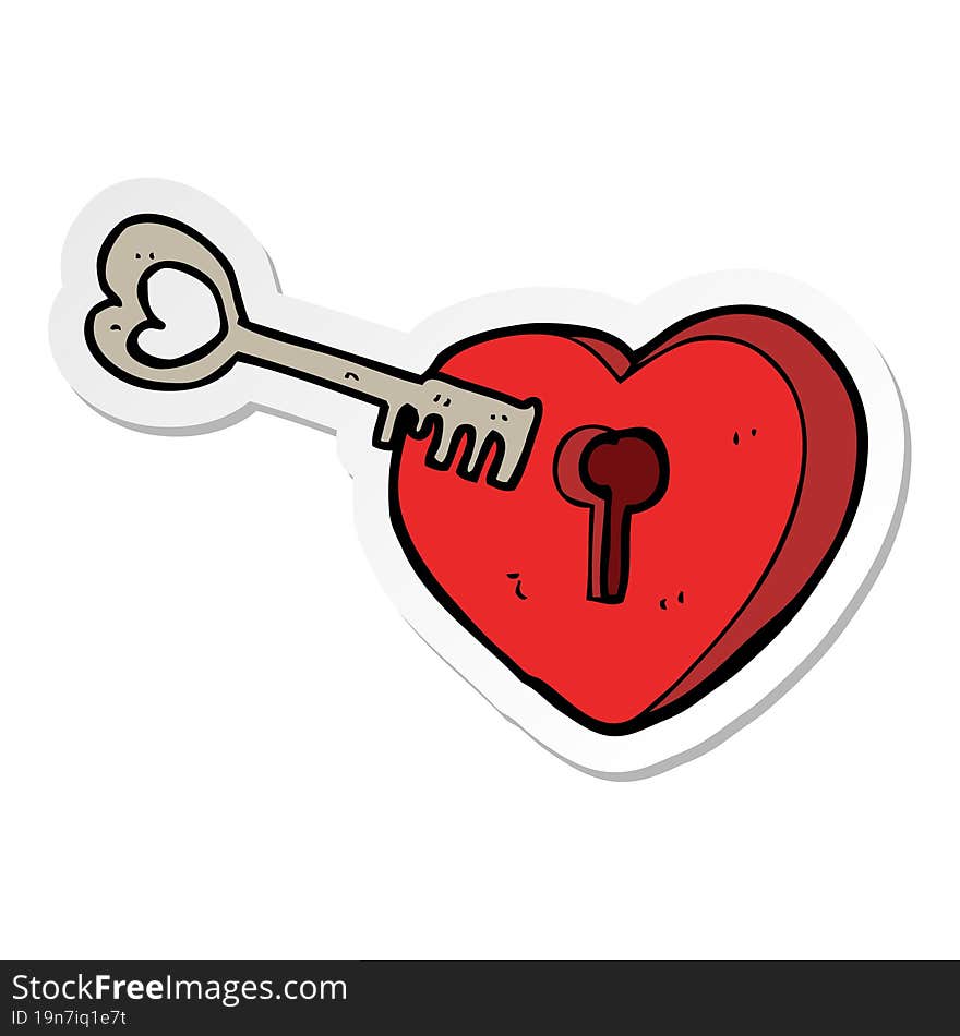 Sticker Of A Cartoon Heart With Keyhole