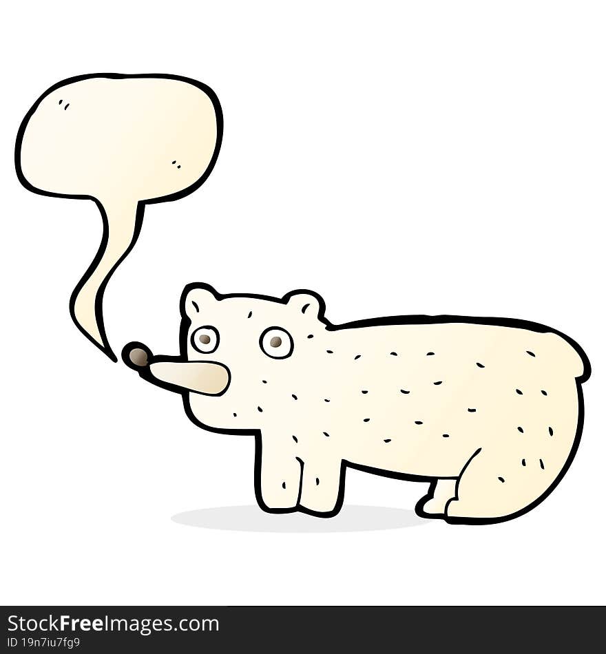 Funny Cartoon Polar Bear With Speech Bubble