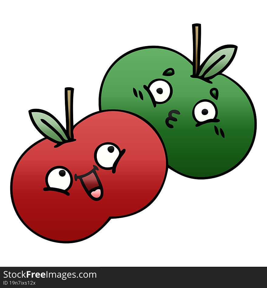 gradient shaded cartoon juicy apple