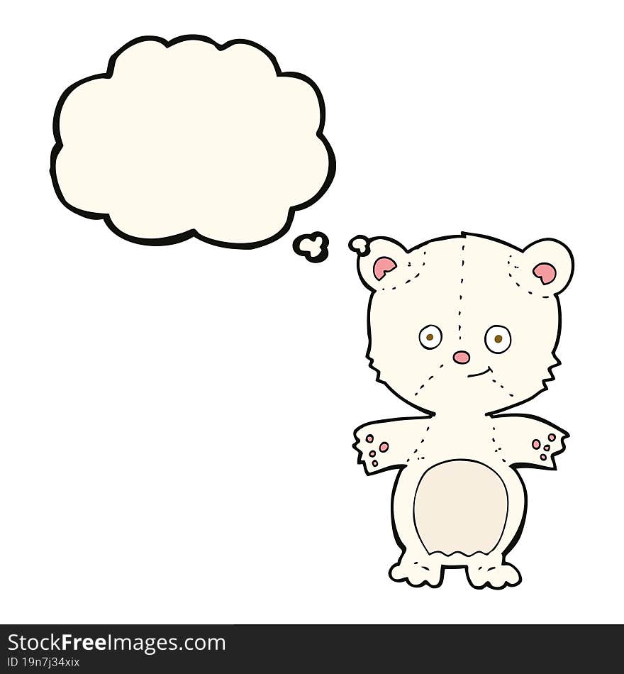 cartoon happy polar bear with thought bubble