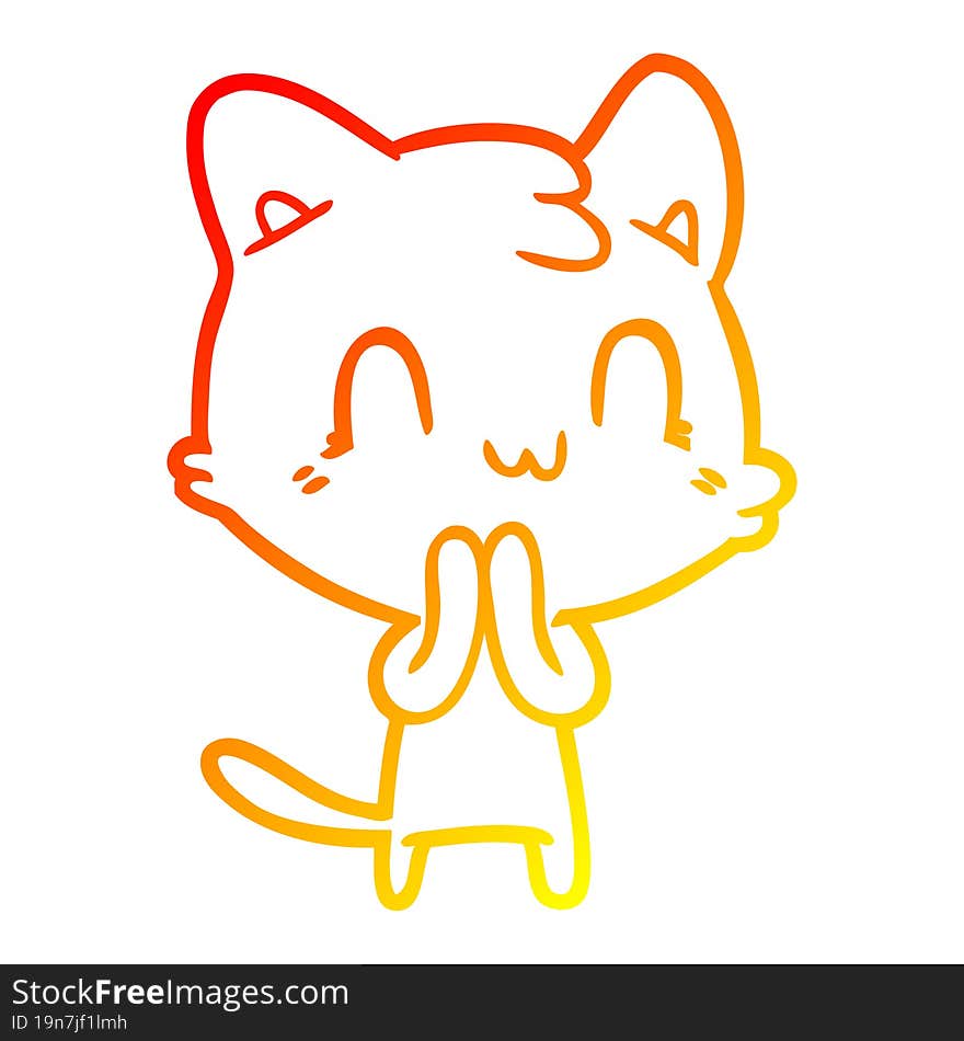 warm gradient line drawing cartoon happy cat